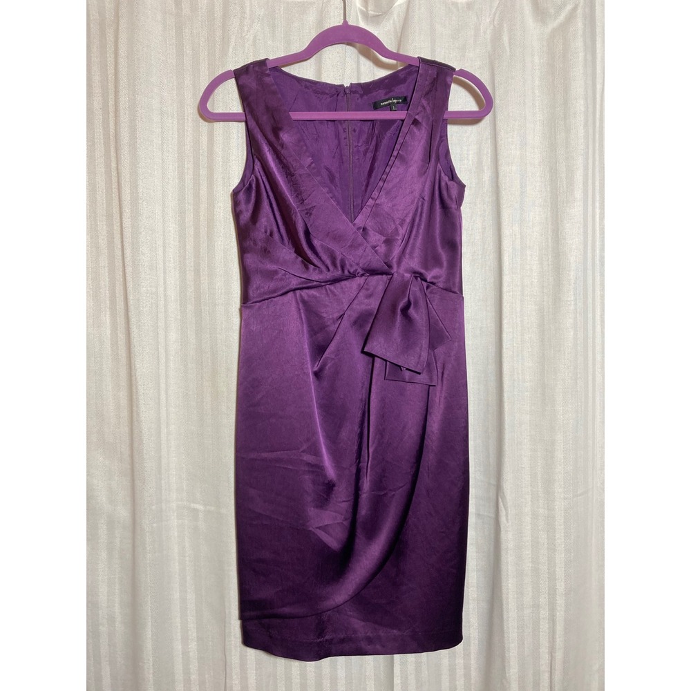 Nanette Lepore Purple Satin Side Bow Sheath Cocktail Dress 2 Cocktail Wedding